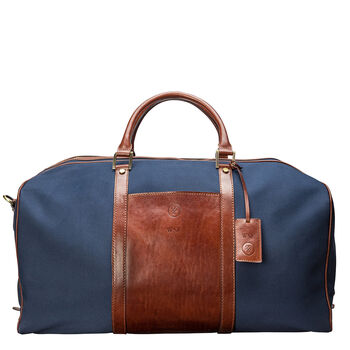 Canvas/Leather Large Luggage Bag. ' The Giovane L', 8 of 10