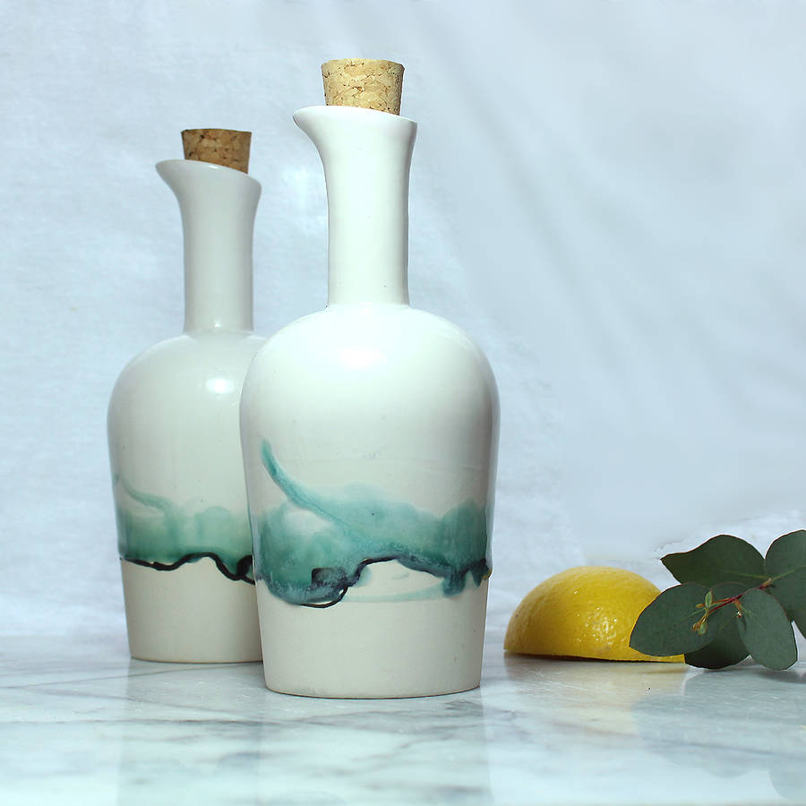 Ceramic Sauce Bottle, Oil Bottle Or Vinegar Bottle By Helen Rebecca