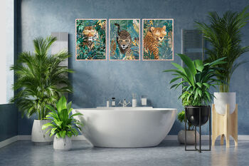 Framed Jaguar Tropical Jungle Wall Art Print Copper, 4 of 7