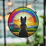 Scottish Terrier Rainbow Bridge Stained Glass Effect Suncatcher, thumbnail 4 of 5