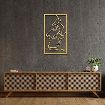 Modern Wooden Faces Line Art: Stylish Room Decor, 7 of 10