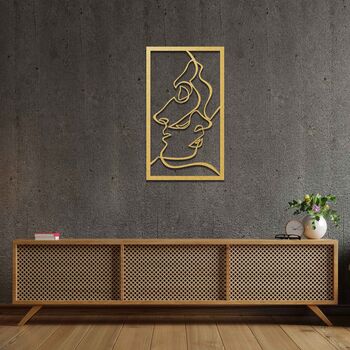 Modern Wooden Faces Line Art: Stylish Room Decor, 8 of 11