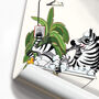 Zebra Reading In The Bath, Funny Bathroom Poster Art, thumbnail 7 of 7
