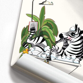 Zebra Reading In The Bath, Funny Bathroom Poster Art, 7 of 7