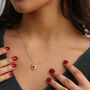 Personalised Gold And Red Sacred Heart Necklace, thumbnail 3 of 5