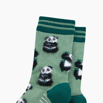 Panda Fluffy Bamboo Socks In Green, 2 of 4