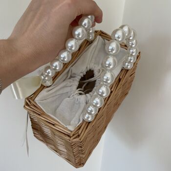 Personalised Pearl Handle Wicker Basket Bag, 2 of 4