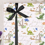 Three Sheets Of Dinosaur 4th Birthday Wrapping Paper, thumbnail 1 of 2