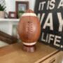 Leather American Football With Stripes And Wooden Stand, thumbnail 1 of 4