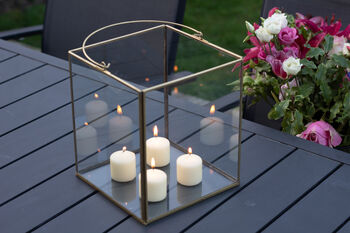Glass Lantern With Candle Holder Cube Shape, 9 of 10