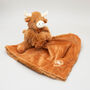 Longhorn Highland Cow Toy Soother With Engraved Heart, thumbnail 1 of 9