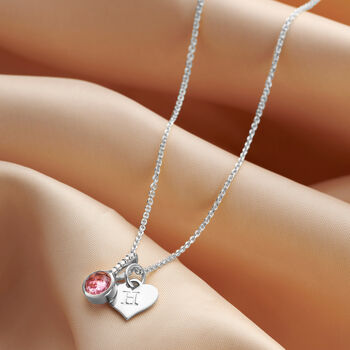 Birthstone Necklace With Diamonds In Sterling Silver, 4 of 12