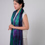 100% Mulberry Silk Scarf, Emerald Green Purple, Aurora Borealis In Gift Box, thumbnail 8 of 9