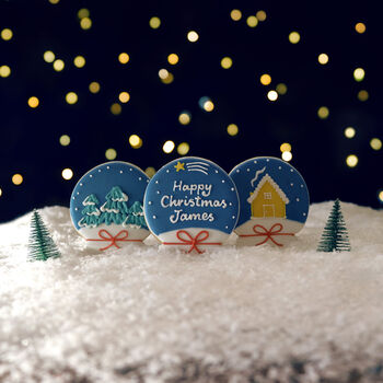 Biscuiteers Personalised Snow Globe Letterbox Biscuits, 2 of 3
