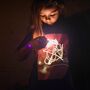 Children's Interactive Glow T Shirt In Blue And Peach, thumbnail 3 of 8
