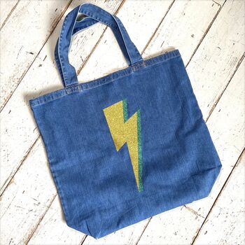 Denim Lightning Bolt Bag, 4 of 4
