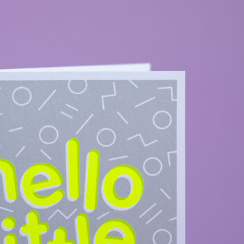 Hello Little One! Handmade Baby Card Neon Yellow/Grey, 7 of 7