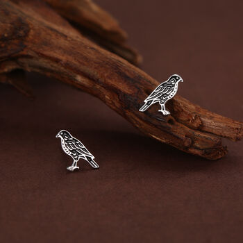 Sterling Silver Falcon Bird Stud Earrings, 4 of 11
