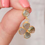 Labradorite Clover Gold Plated Silver Stud Earrings, thumbnail 2 of 12