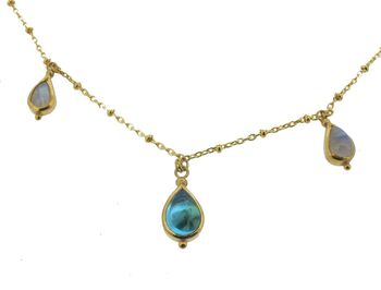 Gold Vermeil Moonstone And Blue Topaz Necklace, 2 of 3