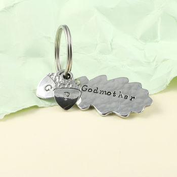 Godparent Gifts, Godmother Godfather Oak Leaf Keyring, 9 of 12