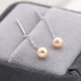 Sterling Silver Genuine Pink Pearl Threader Earrings, thumbnail 4 of 11