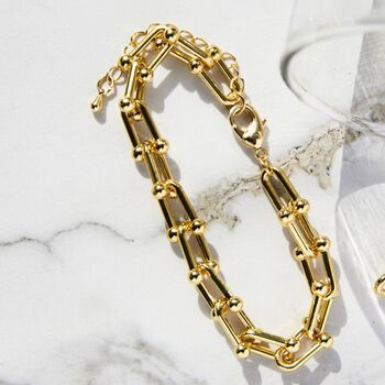 Interlocking U Chain Gold Plated Drop Earrings, 4 of 10