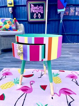 Rainbow Stripe Bedside Table, Pink And Mint Green, 6 of 6