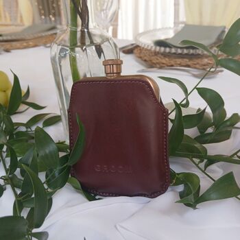 Copper Hip Flask With Personalised Leather Sleeve Father's Day Gift For Him, 2 of 12