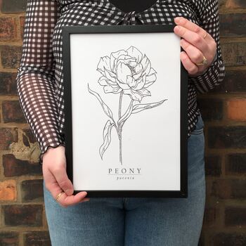 Hand Illustrated Peony Flower Print, 3 of 7