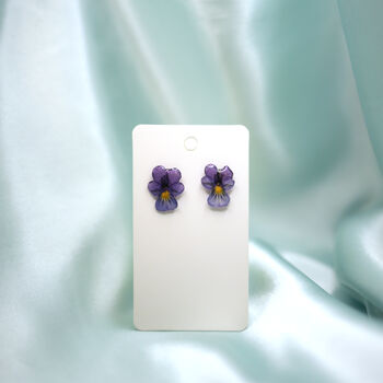 Wildflower Pansy Studs In Sterling Silver, 6 of 6