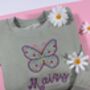 Butterfly Name Personalised Embroidered Sweatshirt, thumbnail 2 of 5