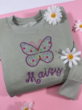 Butterfly Name Personalised Embroidered Sweatshirt, 2 of 5