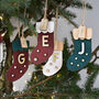 Hand Painted Personalised Wooden Christmas Stocking Decoration, thumbnail 1 of 5