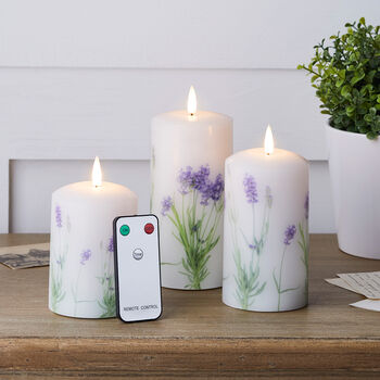 Tru Glow® Lavender LED Pillar Candle Trio, 2 of 2