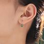 Genuine Green Jade Pear Cut Drop Hook Earrings, thumbnail 1 of 10