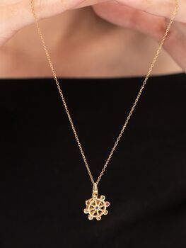 Spinning Nine Gemstones Dharma Wheel Necklace, 8 of 12