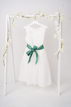White Chiffon Flower Girl Dress With Choice Of Sash, 3 of 5