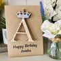 Personalised Crown Card Wooden Glitter Letter Name, thumbnail 3 of 10