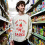 Hot As Hell Sauce Unisex Graphic Sweatshirt In Vanilla, thumbnail 5 of 6