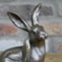 Cute Bronzed Sitting Hare Figurine – Rabbit Ornament, thumbnail 4 of 6