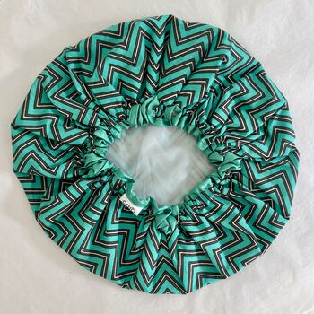 Bath Hat In Turquoise Zig Zag Print, 3 of 3