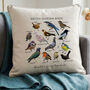 Personalised British Garden Birds Cream Cushion, thumbnail 1 of 2