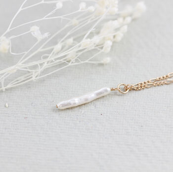 Gold Filled Ivory Stick Pearl Necklace, 6 of 8