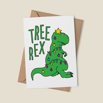 'Tree Rex' Funny Christmas Card, 2 of 5
