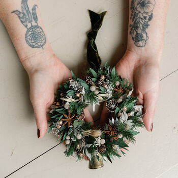 Frosted Dried Flower Christmas Wreath Bauble, 4 of 4