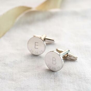 Personalised Initial And Date Cufflinks, 3 of 12