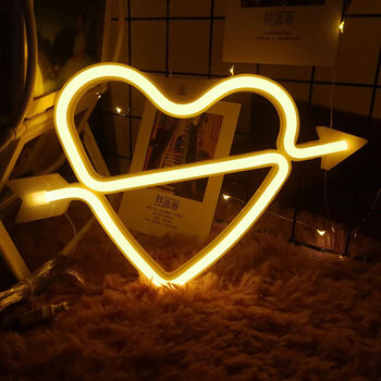 Cupid's Heart LED Neon Night Light, 4 of 8