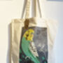 Turquoise Budgie Tote Bag, thumbnail 2 of 4