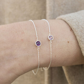 Sterling Silver February Birthstone Curb Bracelet – Amethyst, 2 of 6